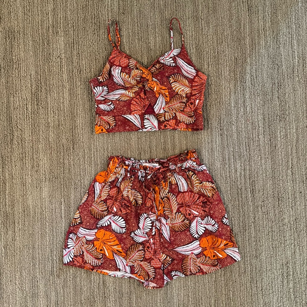 Two piece summer floral outfit